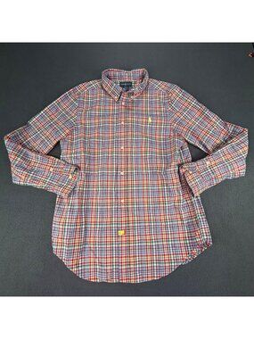 VTG Ralph Lauren 100% Cotton Red/Plaid Mens XL(18-20) Long Sleeve Shirt EUC
